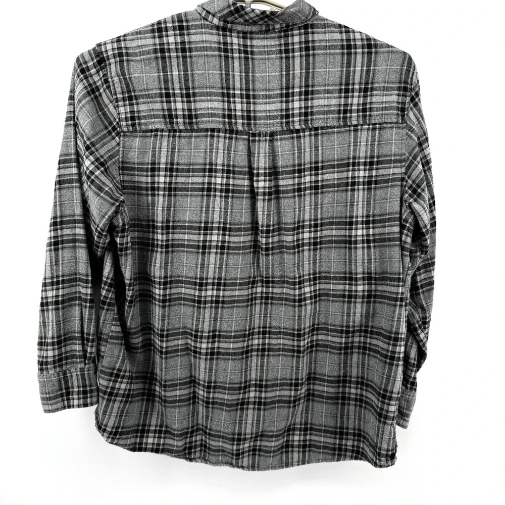 Field & Stream Flannel Shirt Mens XXL Heavy Cotton Gray Multi Plaid Long Sleeves